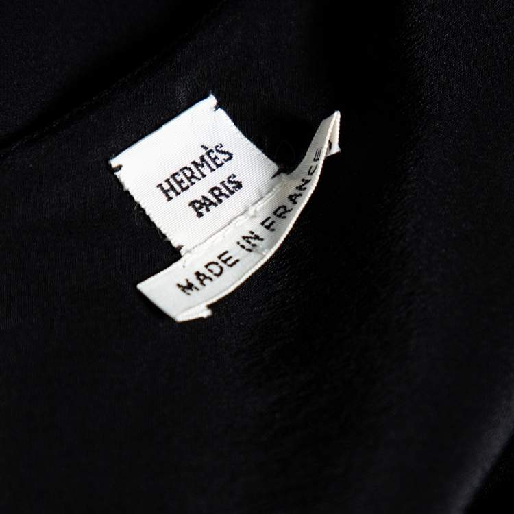 Pre Owned Hermés Black Silk Crepe Sleeveless V-neck Maxi Dress M
