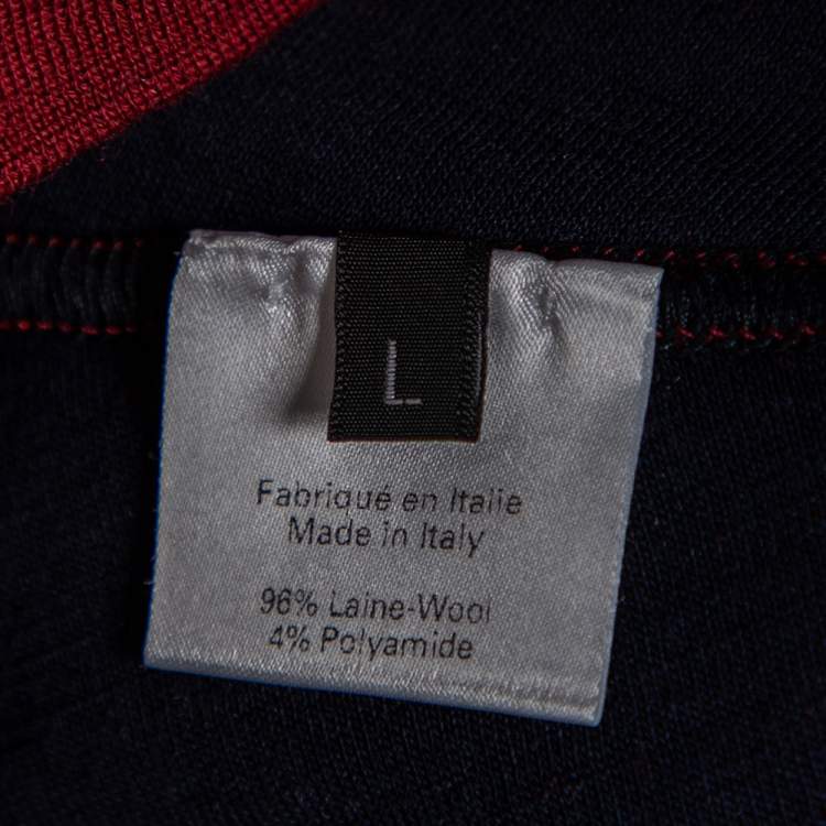 Pre Owned Hermes Sellier Red Wool Half Zip Sweater L