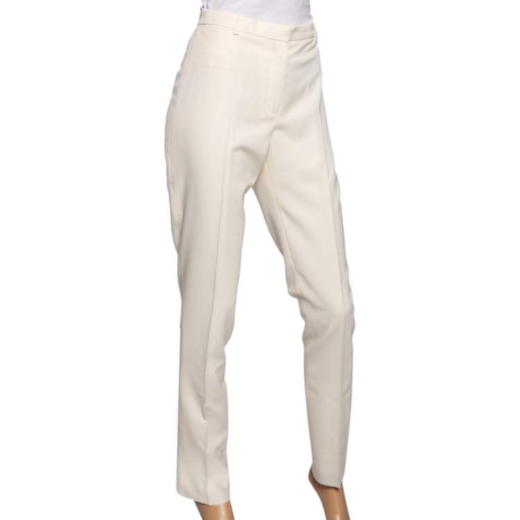 Pre Owned Hermes Cream Wool Trousers M