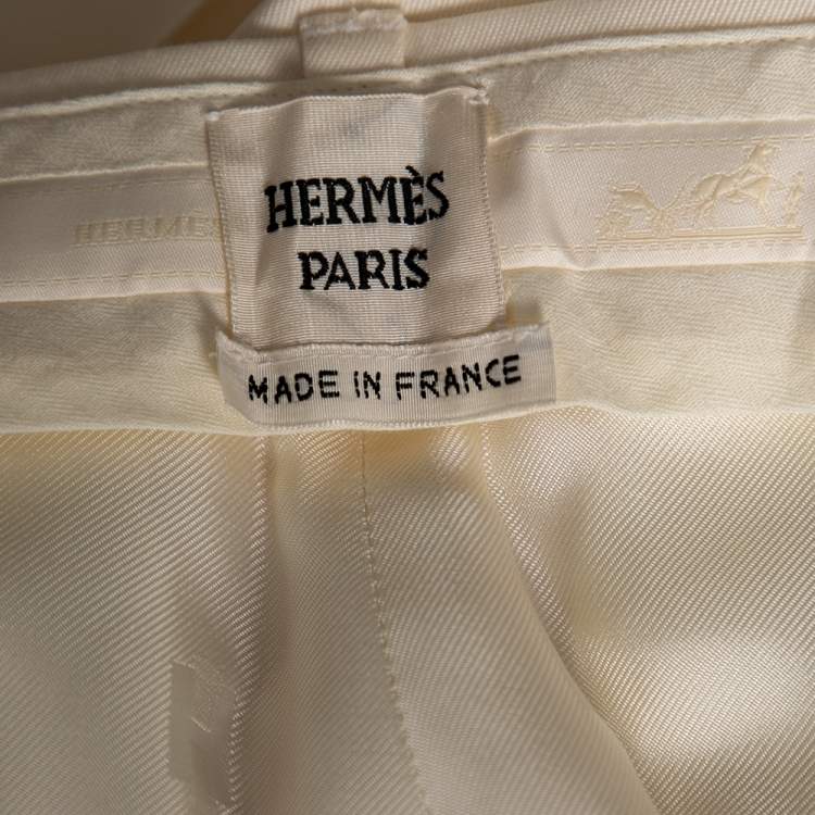 Pre Owned Hermes Cream Wool Trousers M