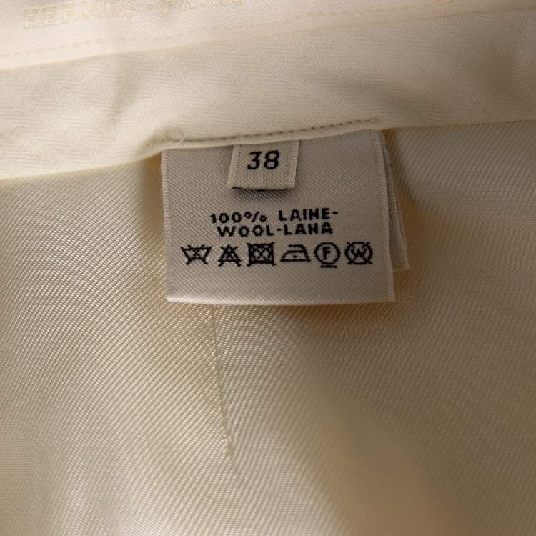 Pre Owned Hermes Cream Wool Trousers M