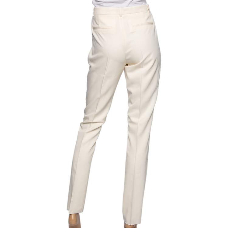 Pre Owned Hermes Cream Wool Trousers M