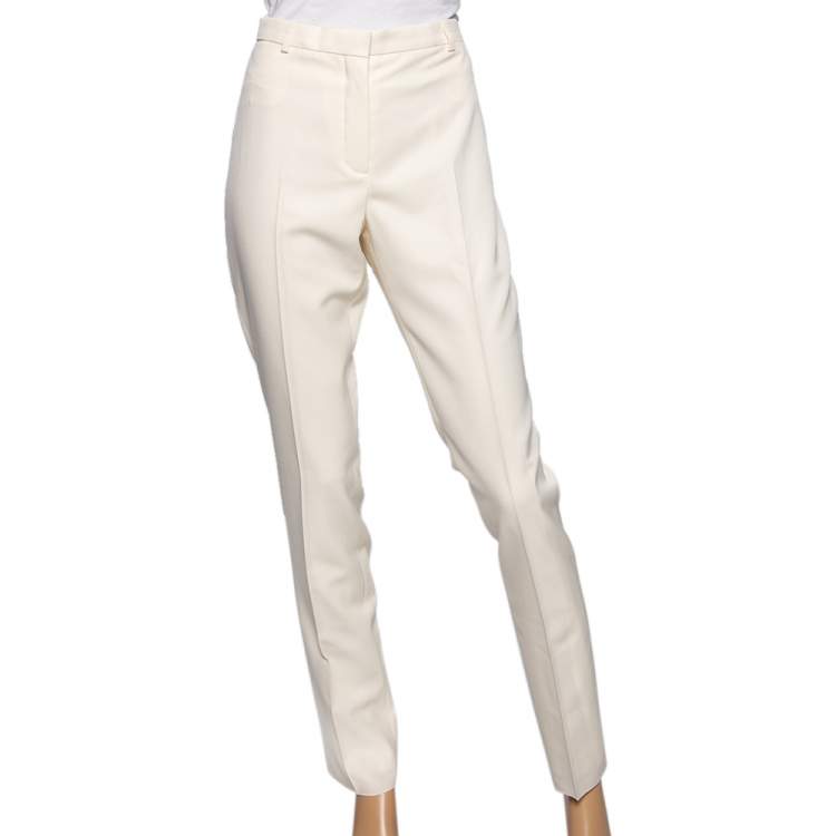Pre Owned Hermes Cream Wool Trousers M