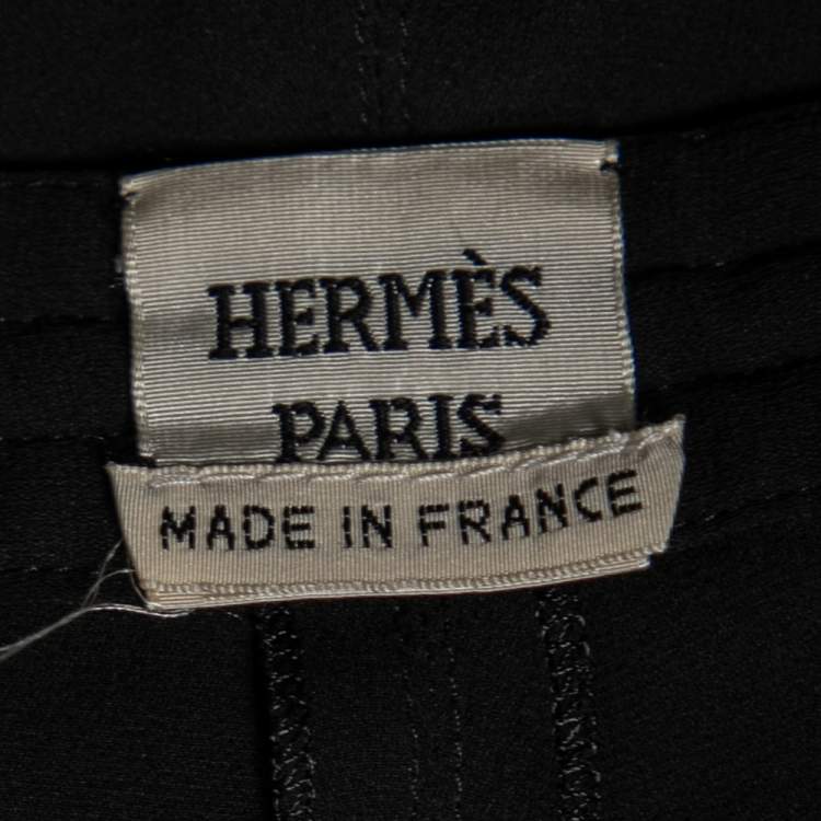 Pre Owned Hermes Black Silk Quilted Detail Joggers M