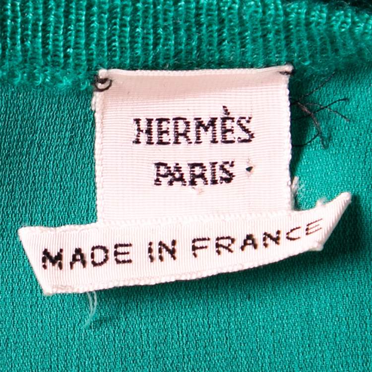 Pre Owned Hermes Green Silk Belted Shift Dress M