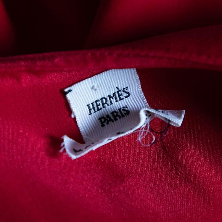 Pre Owned Hermes Red Silk Blend Shift Dress M