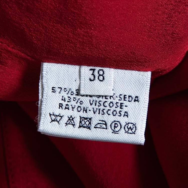 Pre Owned Hermes Red Silk Blend Shift Dress M