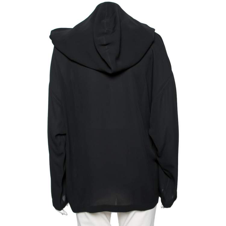 مملوكة مسبقًا Hermes Black Silk Hooded Oversized Top S