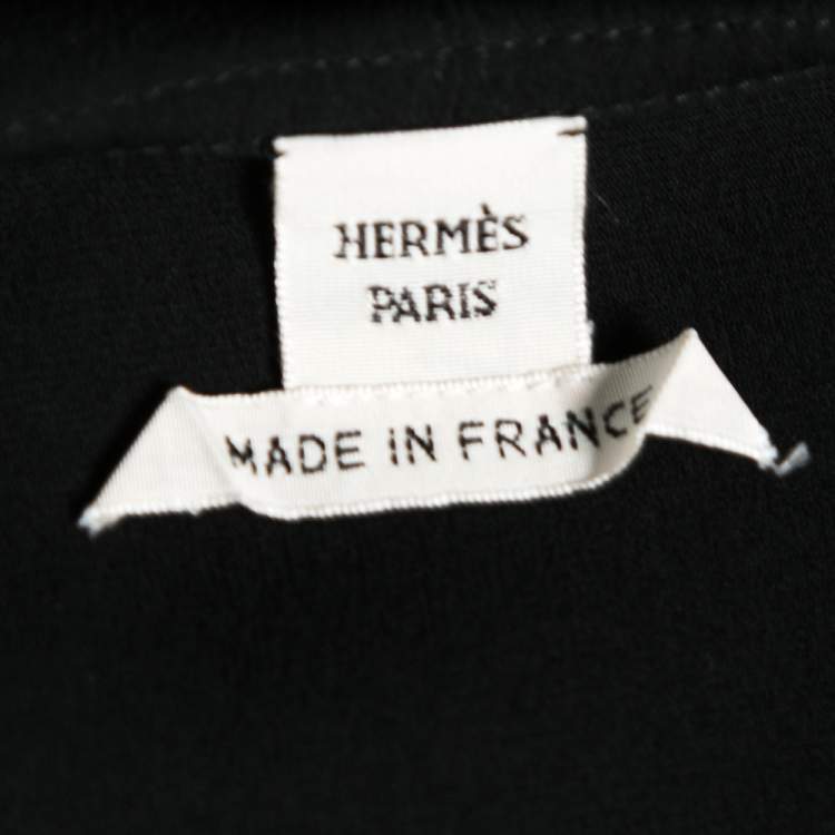 مملوكة مسبقًا Hermes Black Silk Hooded Oversized Top S