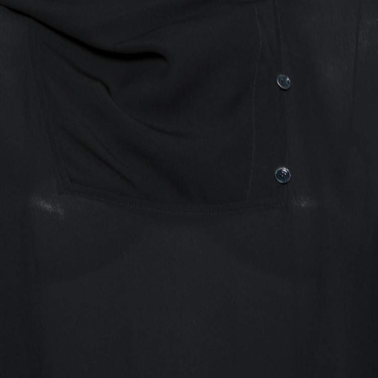 مملوكة مسبقًا Hermes Black Silk Hooded Oversized Top S