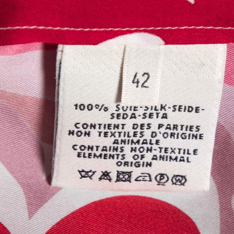 Pre Owned Hermes Pink Brides De Gala Printed Silk Button Front Shirt L