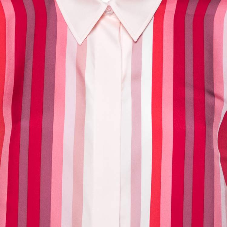 Pre Owned Hermes Pink Brides De Gala Printed Silk Button Front Shirt L