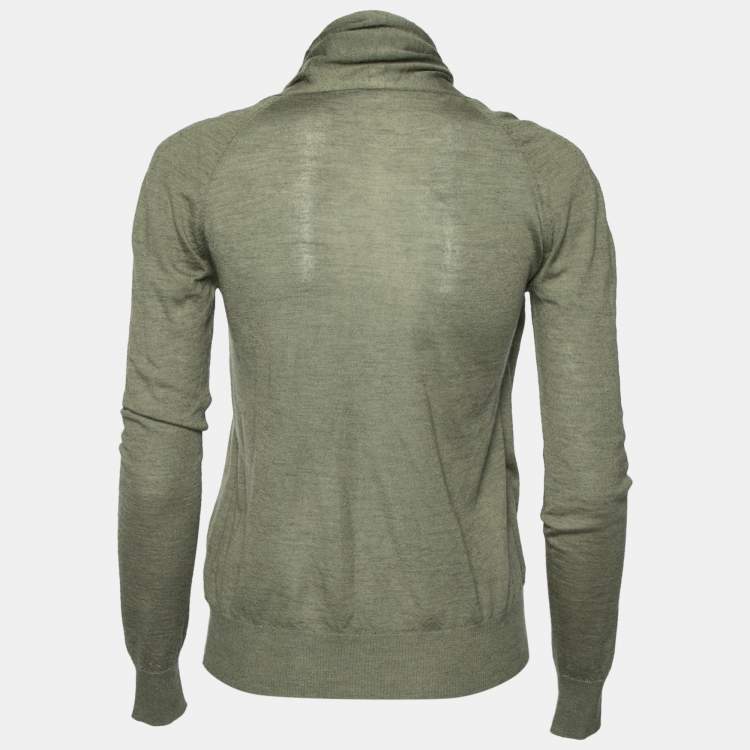 Pre Owned Hermes Green Cashmere Wrap Detail Sweater S