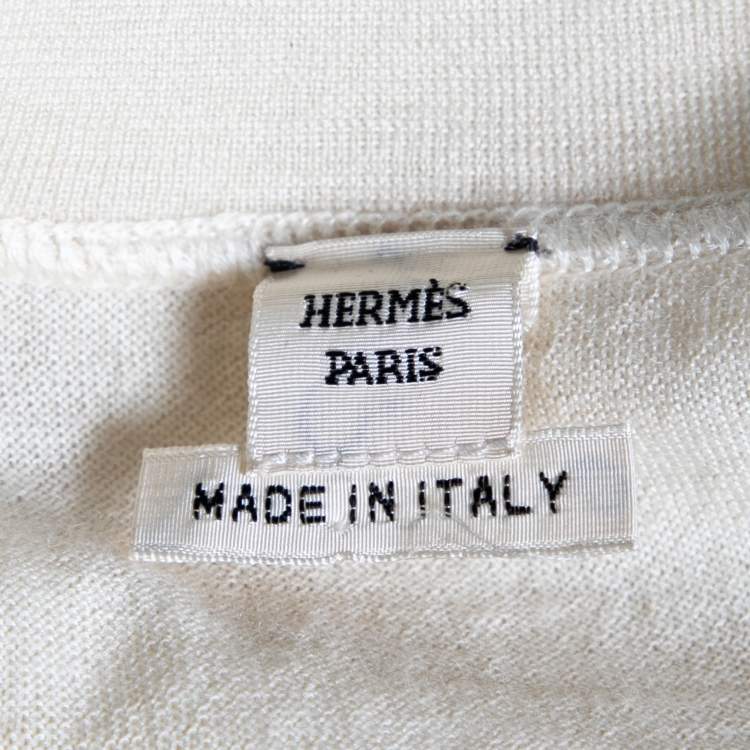 Pre Owned Hermes Cream Cashmere Short Sleeve Top S