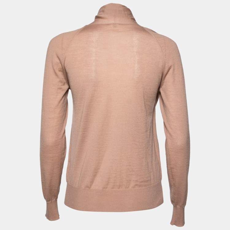Pre Owned Hermes Dusky Pink Cashmere Wrap Detail Sweater S