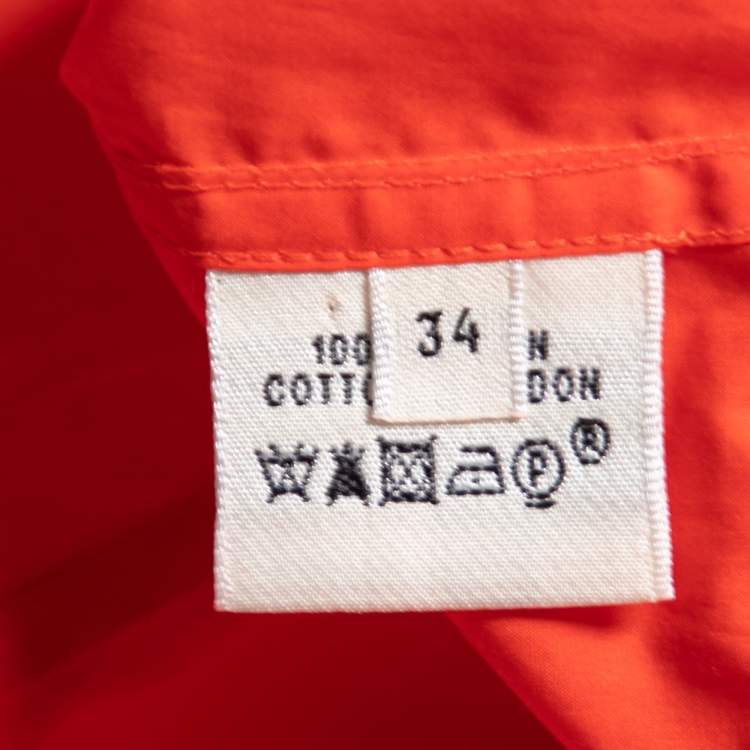 Pre Owned Hermes Orange Cotton Oversized Tunic Dress S