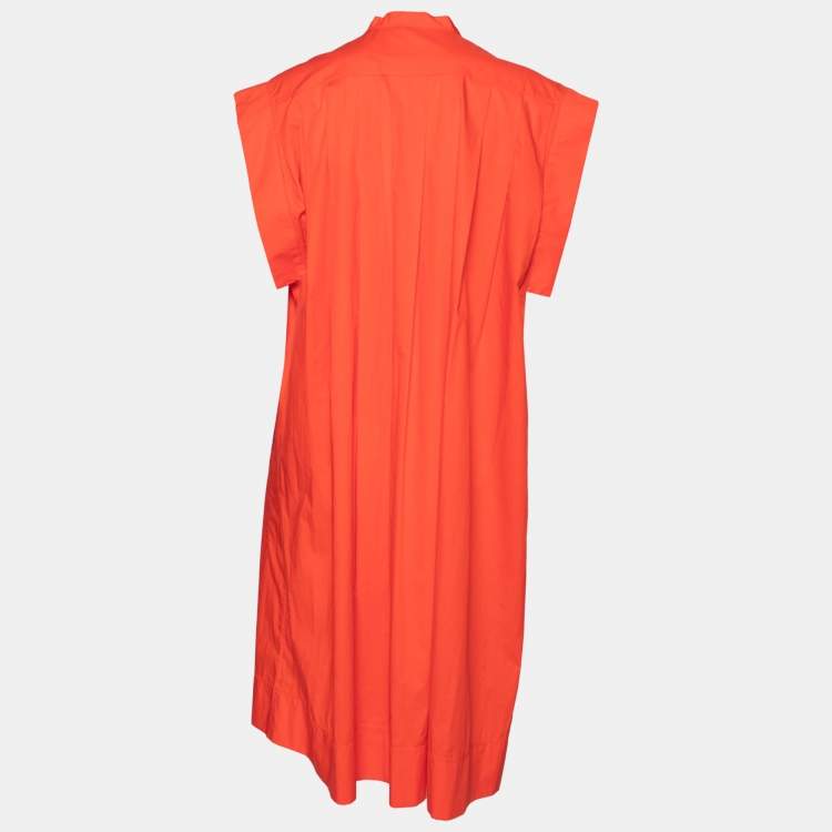 Pre Owned Hermes Orange Cotton Oversized Tunic Dress S