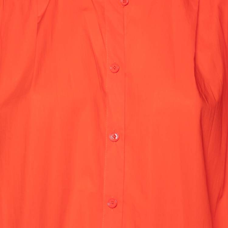 Pre Owned Hermes Orange Cotton Oversized Tunic Dress S