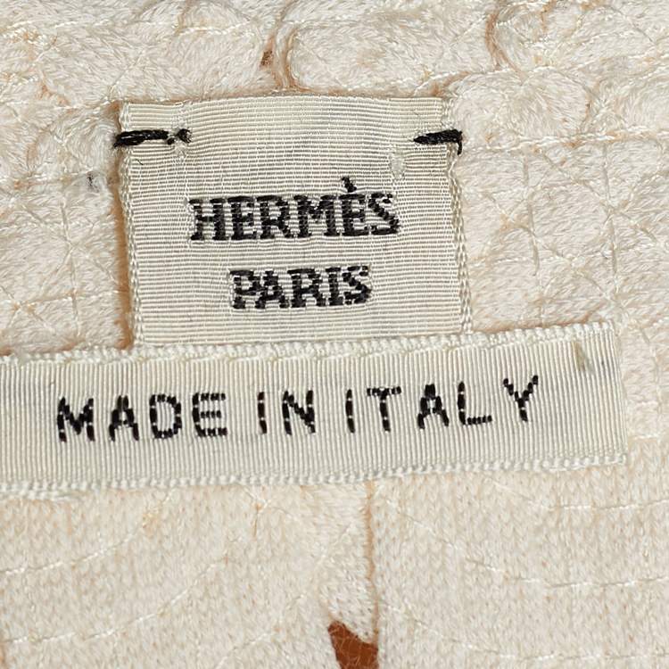 Pre Owned Hermès Off- White Rosette Crochet Knit Sleeveless Top S