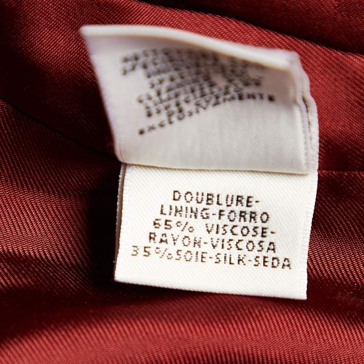 Pre Owned Hermes Burgundy Leather Strap Detail Jacket L