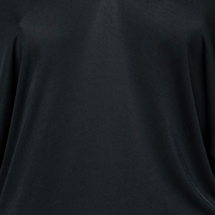 Pre Owned Hermes Black Jersey V-Neck Long Sleeve Dress S