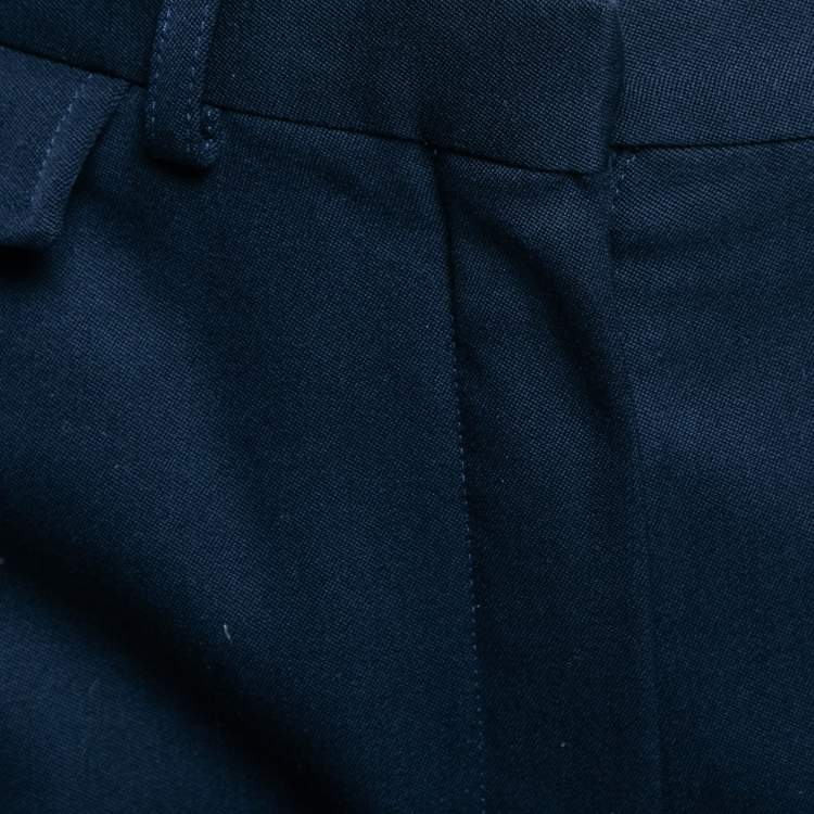 Pre Owned Hermes Navy Blue Wool Straight Leg Trousers M Waist 30"