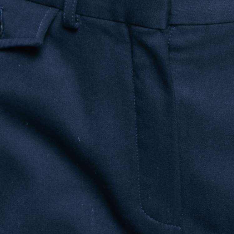 Pre Owned Hermes Navy Blue Wool Straight Leg Trousers M Waist 30"
