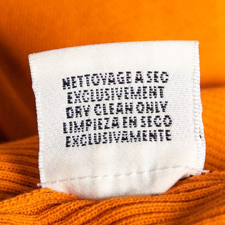 Pre Owned Hermes Orange Cotton Knit Short Sleeve Top XL