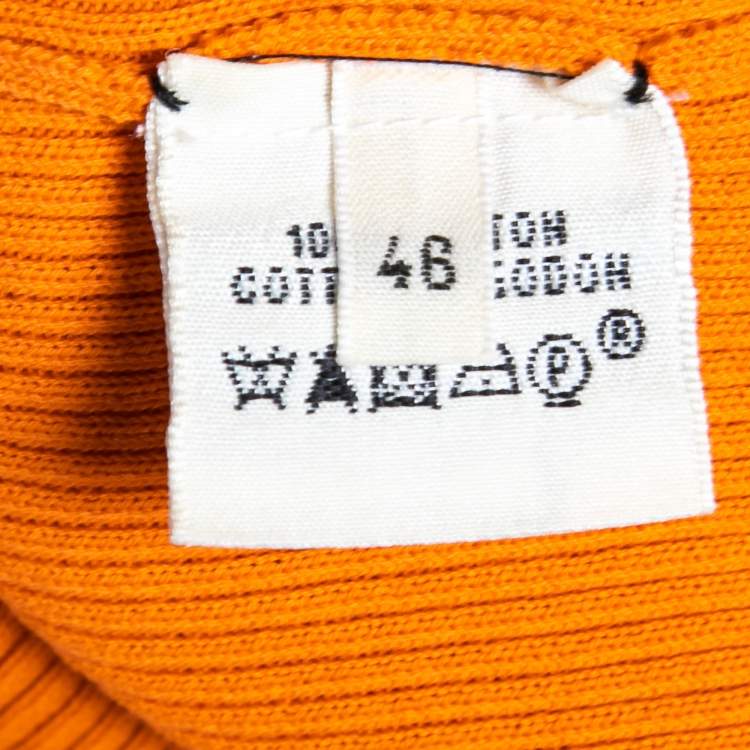 Pre Owned Hermes Orange Cotton Knit Short Sleeve Top XL