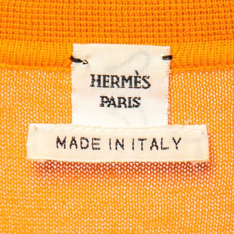 Pre Owned Hermes Orange Cotton Knit Short Sleeve Top XL