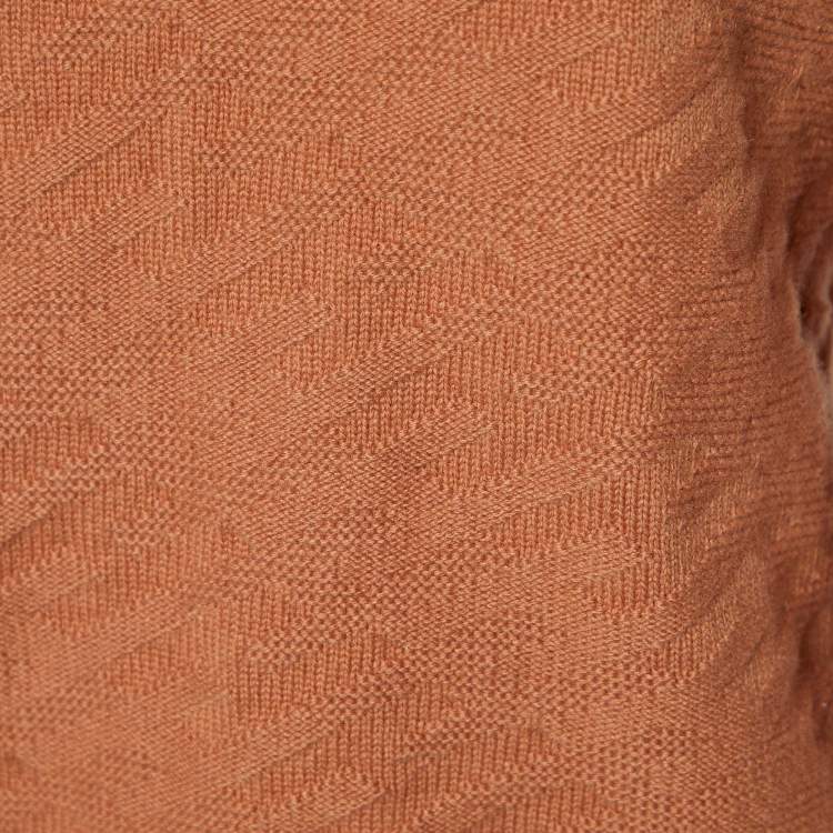 Pre Owned Hermès Pale Brown Cashmere Jacquard Knit Voyage Sweater M