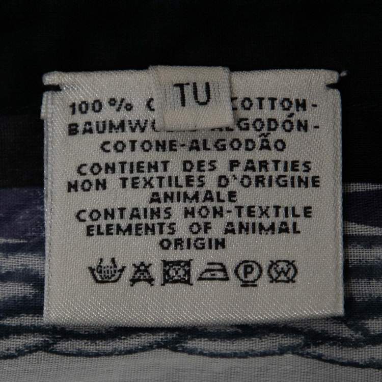 Pre Owned Hermes Blue Printed Cotton Oversized Tunic One Size  