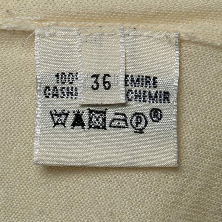 Pre Owned Hermes Cream Cashmere V-Neck Polo T-Shirt S