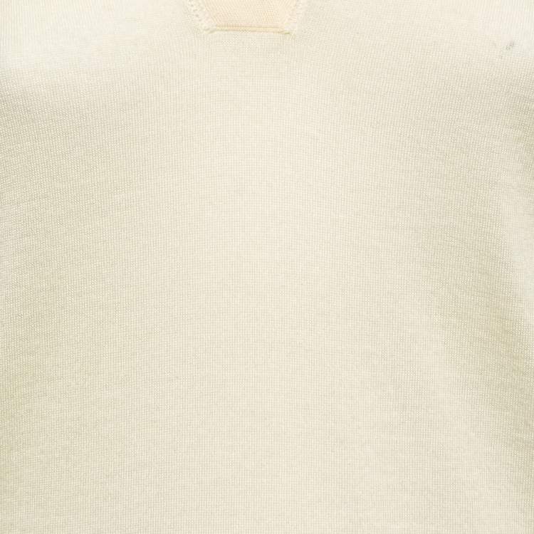 Pre Owned Hermes Cream Cashmere V-Neck Polo T-Shirt S