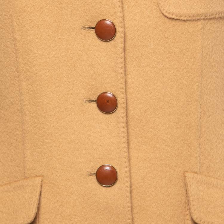 Pre Owned Hermes Vintage Tan Brown Camel Hair Coat M