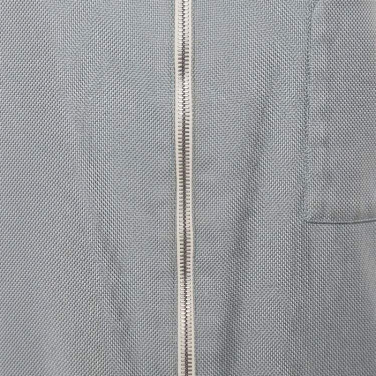 Pre Owned Hermes Blu Sailboat & Lighthouse Printed Silk & Cotton Reversible Jacket M