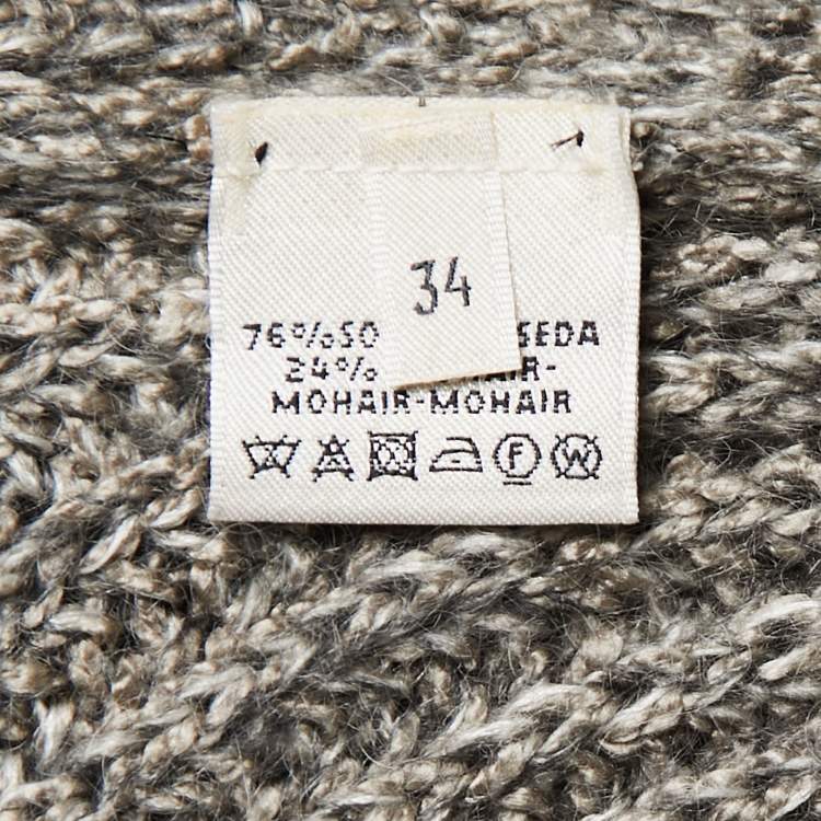 Pre Owned Hermes Grey Wool & Mohair Knitted Sweater S