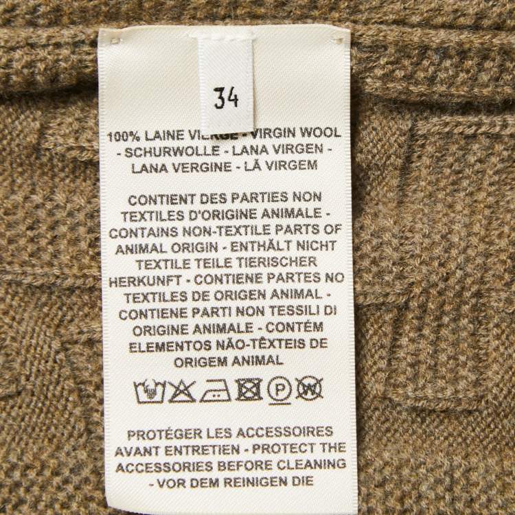 مملوكة مسبقًا Hermes Brown Textured Wool-Knit Sleeveless Hooded Sweater S