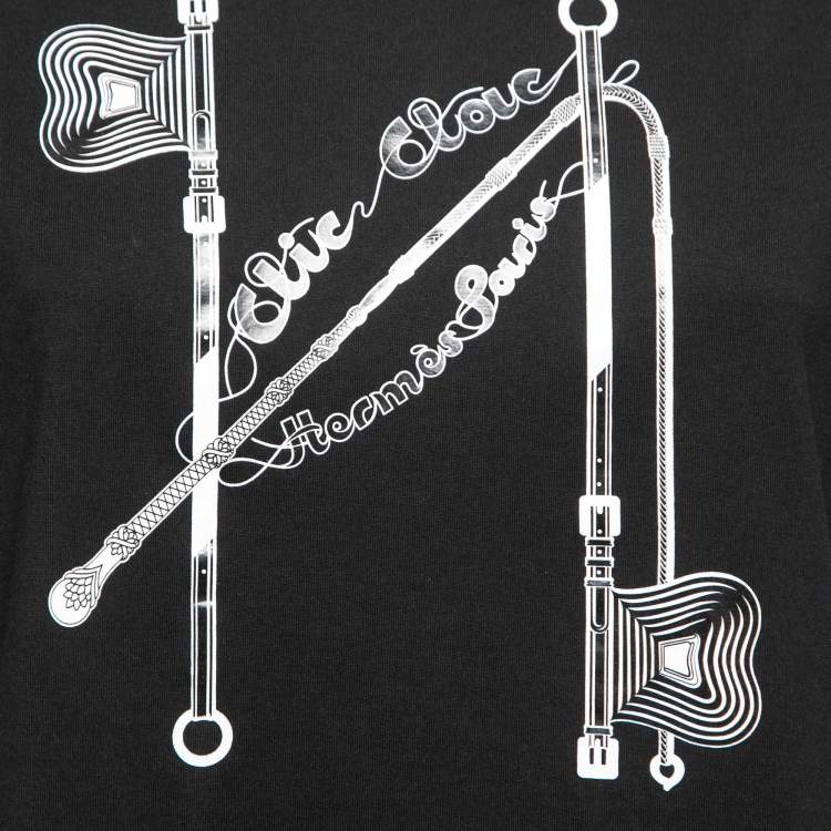 Pre Owned Hermes Black Cotton Clic-Clouc Print T-Shirt M