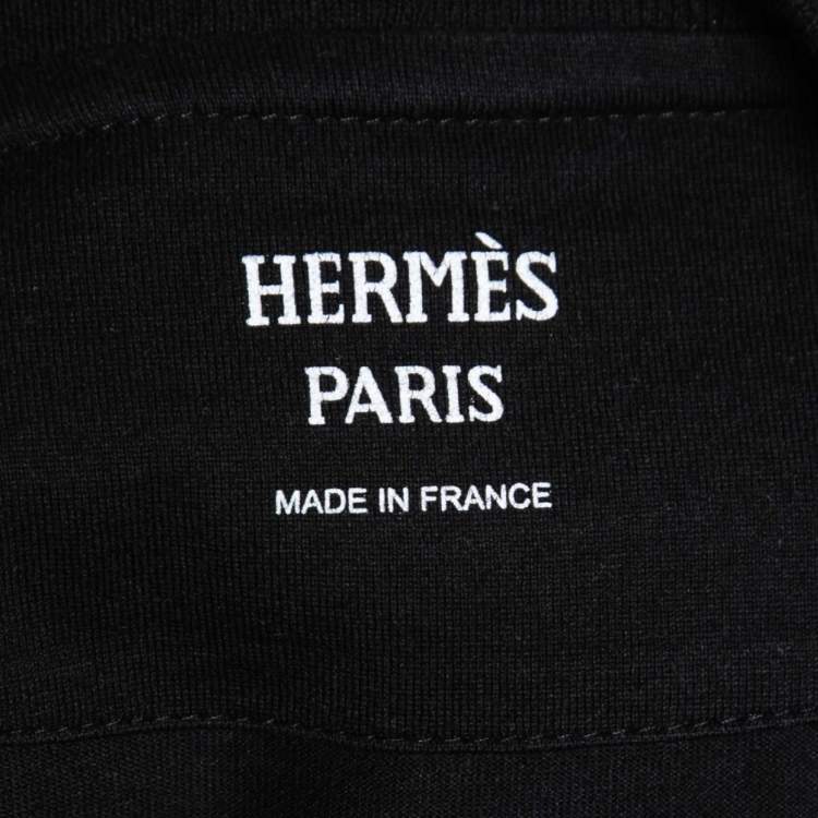 Pre Owned Hermes Black Cotton Clic-Clouc Print T-Shirt M