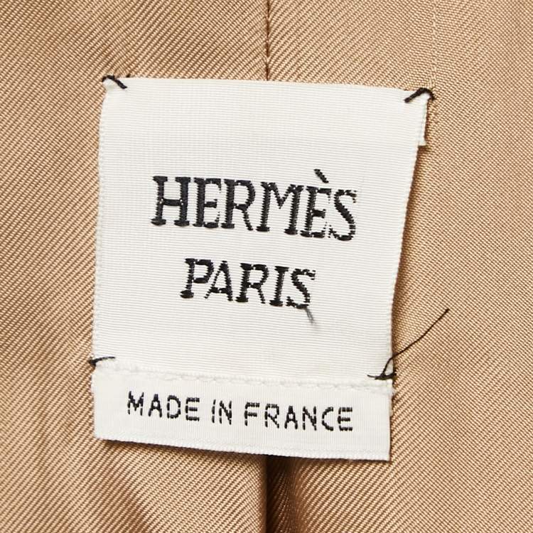 Pre Owned Hermes Brown Camel Hair Mid Length Coat M