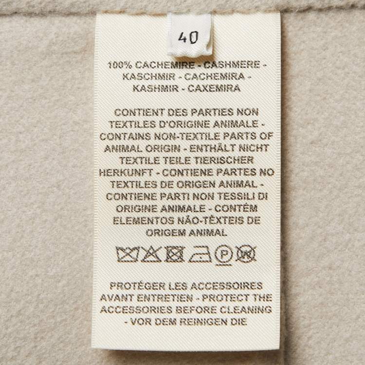 Pre Owned Hermes Beige Cashmere Asymmetric Peignoir Coat M