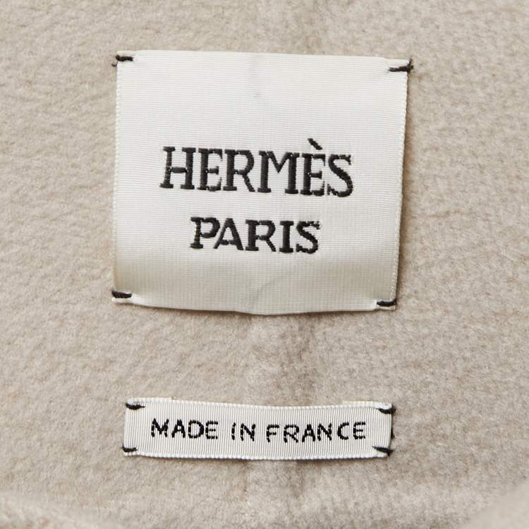 Pre Owned Hermes Beige Cashmere Asymmetric Peignoir Coat M