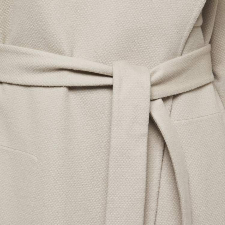 Pre Owned Hermes Beige Cashmere Asymmetric Peignoir Coat M