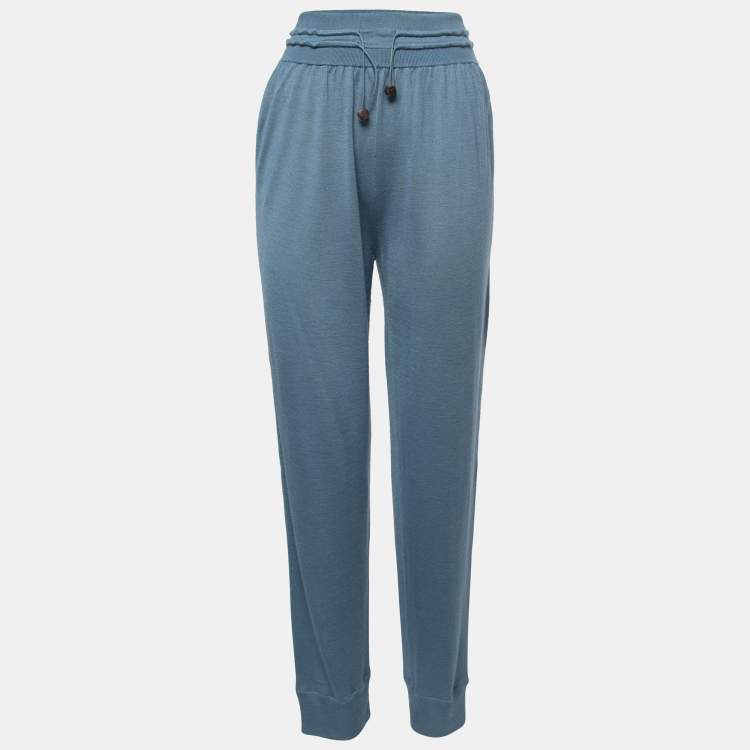Pre Owned Hermes Blue Cashmere & Silk Knit Joggers M 