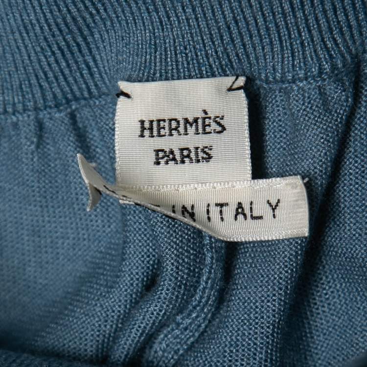 Pre Owned Hermes Blue Cashmere & Silk Knit Joggers M 