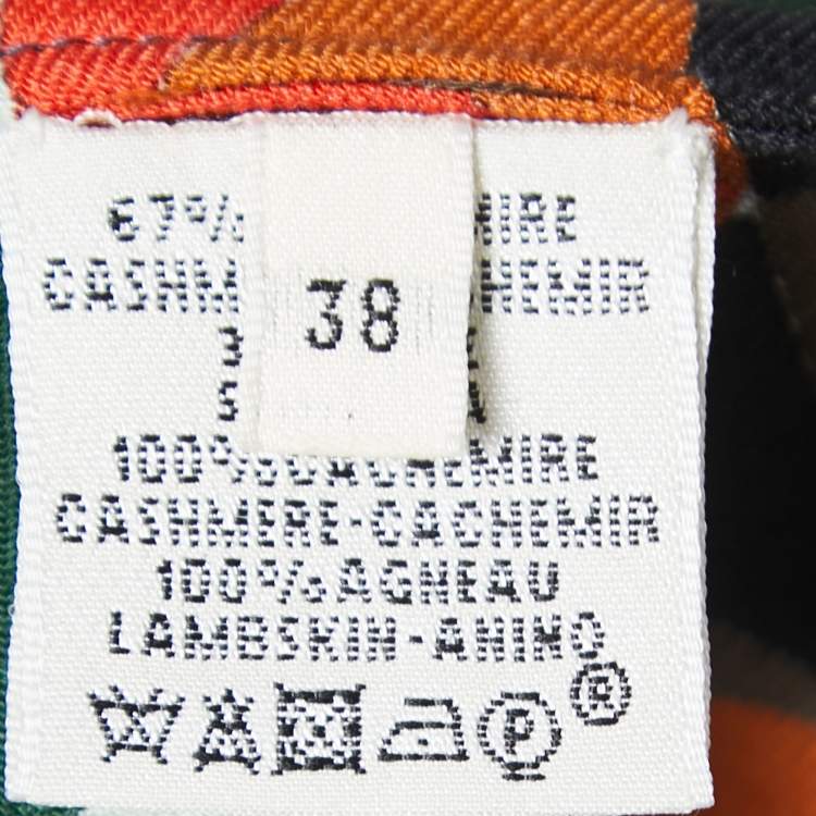Pre Owned Hermes Teal Blue Geometric Print Cashmere & Silk Dress M