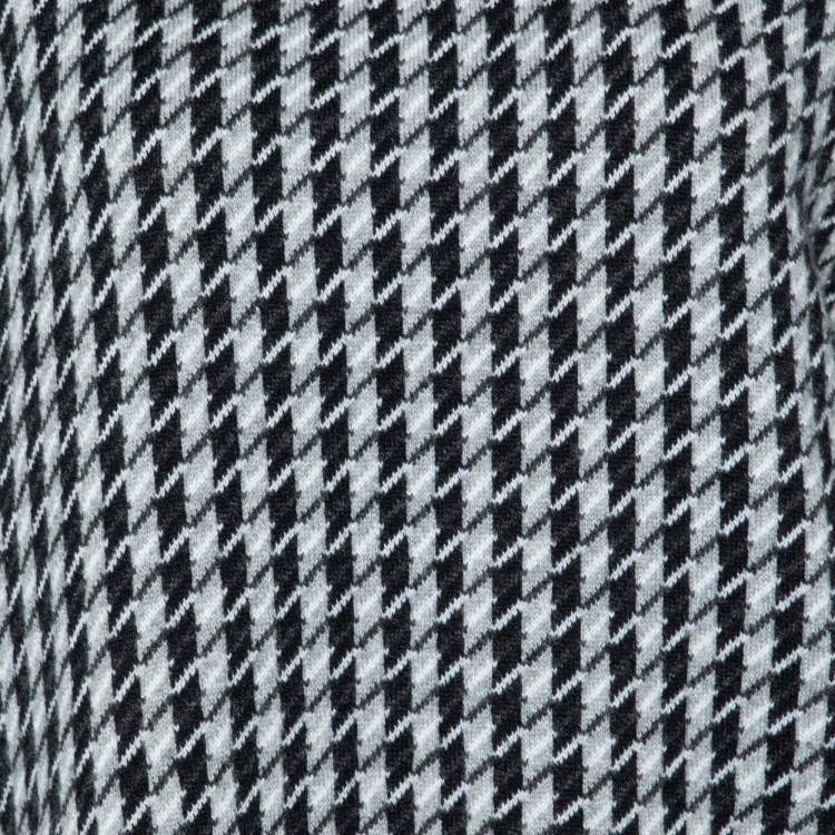 Pre Owned Hermes Black & Grey Patterned Knit Sweater with Infinity Neck Scarf M