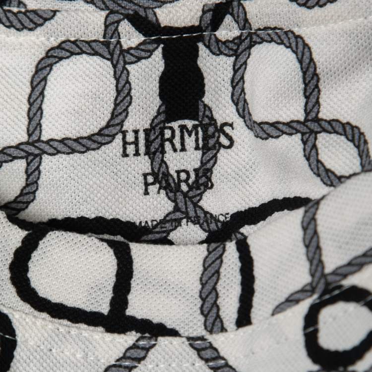 Pre Owned Hermes White Cotton Pique Rope Printed T-Shirt M
