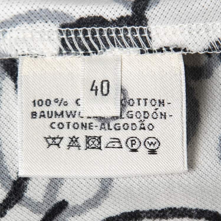 Pre Owned Hermes White Cotton Pique Rope Printed T-Shirt M
